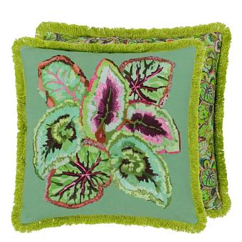 Подушка CCDG1586, Leaf Glaze Embroidered Cotton, Emerald, Designers Guild 50 x 50см 